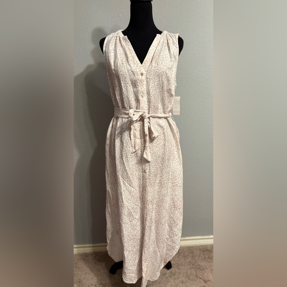 NWT Cloth & Stone Linen Blend Button Front Midi Dress Sizes S & M - Picture 2 of 6